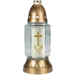 Lampa hřbitovní KŘÍŽ RATOLEST skleněná 200g d11x25cm bílá – Sleviste.cz