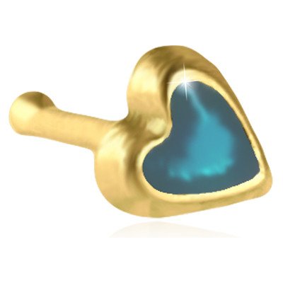 Gemmax Jewelry zlatý piercing do nosu srdíčko s modrou akrylovou výplní GLYYN2491
