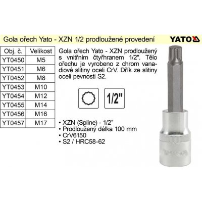 Compass Nástavec prodloužený 1/2" bit vícezubý M16 YT-04356 – HobbyKompas.cz