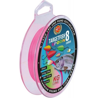 WFT Splétaná Šňůra Targetfish 8 Spoon Pink 120 m - 0,06 mm 3,6 kg – Zboží Mobilmania