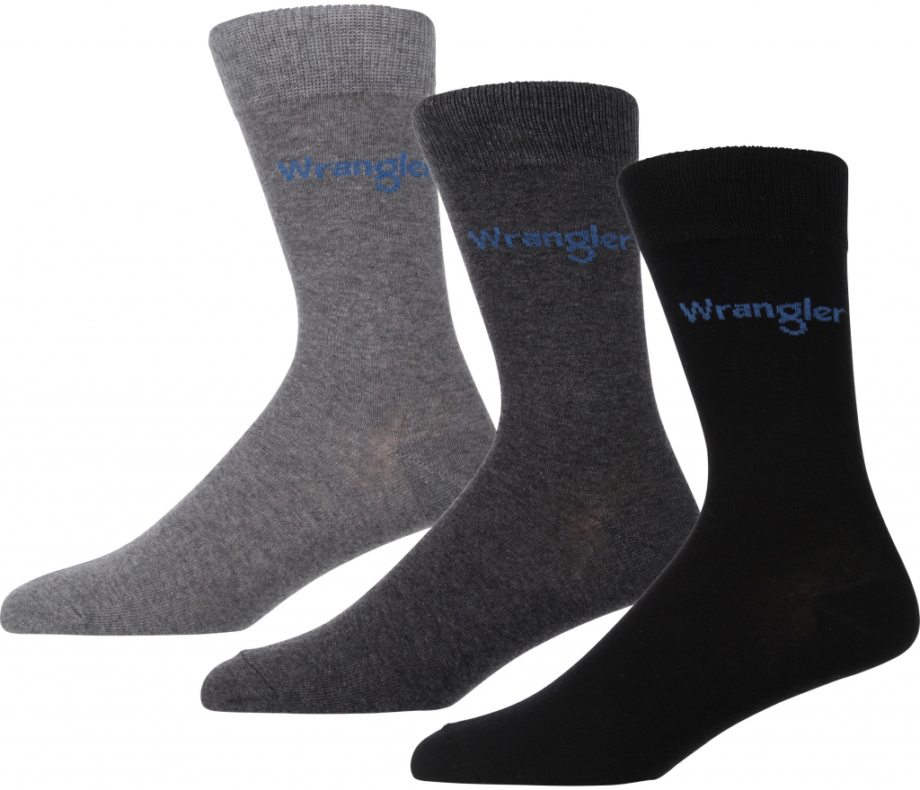 Wrangler pánské ponožky 3 kusy černá / šedá / tmavě šedá