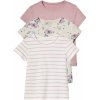 Dětské tričko lupilu Dívčí triko 3 kusy bílá / pruhy / světle růžová