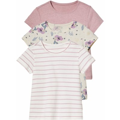 lupilu Dívčí triko 3 kusy bílá / pruhy / světle růžová – Zboží Mobilmania