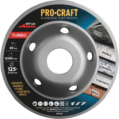 Diamantový brusný kotouč (hrncový) Procraft WT125 Turbo – Sleviste.cz