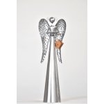 Plechový anděl s kalíškem na svíčku stříbrný 31 cm balení 2 ks – Zboží Dáma