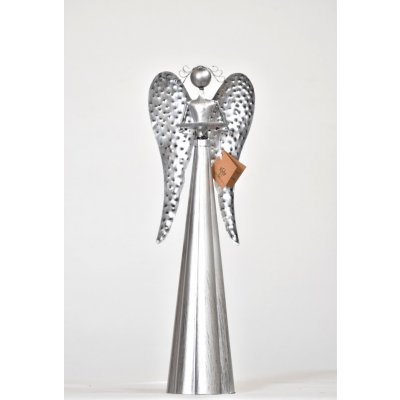 Plechový anděl s kalíškem na svíčku stříbrný 31 cm balení 2 ks – Zboží Dáma