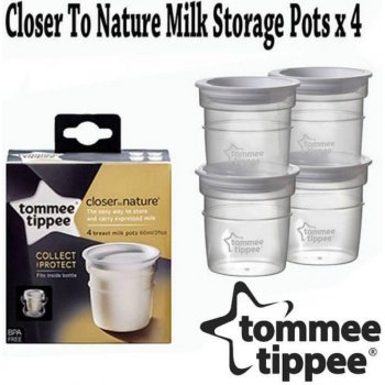 Tommee Tippee Sada nádobek pro uchovávání mlékae 4ks Transparentní