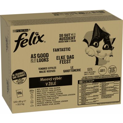 Felix chutná tak dobře jak vypadá v želé v různých druzích 120 x 85 g – Zboží Mobilmania