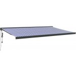 Greatstore Zatahovací markýza modrá a bílá 5 x 3 m textil a hliník – HobbyKompas.cz