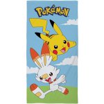 Halantex Plážová osuška Pokémoni Pikachu a Scorbunny 70 x 140 cm