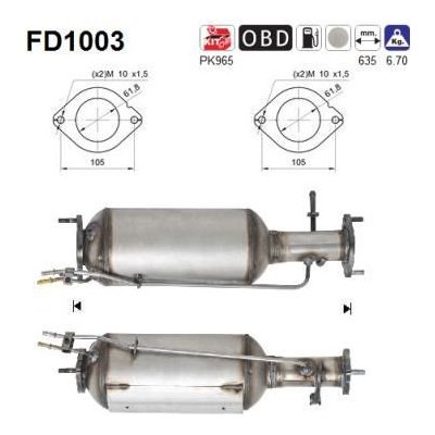 Filtr sazových částic, výfukový systém AS FD1003 | Zboží Auto