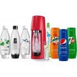SodaStream Spirit Red + láhve FUSE 3 x 1l + Sirup Mirinda 440 ml + Sirup 7UP 440 ml + Sirup Pepsi 440 ml – Zbozi.Blesk.cz