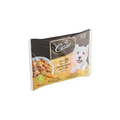 Cesar Výběr v želé kuřecí a hovězí se zeleninou 4 x 100 g – Sleviste.cz