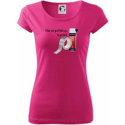 Pěna a páska vše co potřebuji k práci Pure dámské triko Purpurová – Zboží Mobilmania