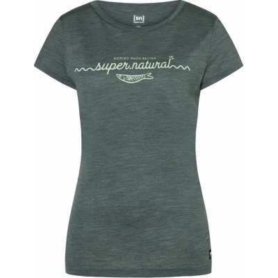 super natural merino triko Sarda tee urban chic melange celadan green