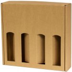Dárková krabice na víno 355x350x85 mm, 4 x 0,75 l, hnědá - kraft – Zboží Dáma