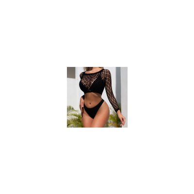 Bdsm-Bondage-Shop Sexy síťovaný top s dlouhými rukávy Černá W638 – Zboží Mobilmania