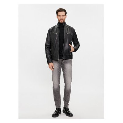 Karl Lagerfeld kožená bunda 555019 541422 černá – Zboží Mobilmania