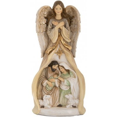 Clayre & Eef Béžová antik dekorace anděl se svatou rodinou Angel - 15*12*30 cm – Hledejceny.cz