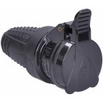 Solight Kabelová zásuvka gumová do vlhka P77 230V/16A/IP44, černá