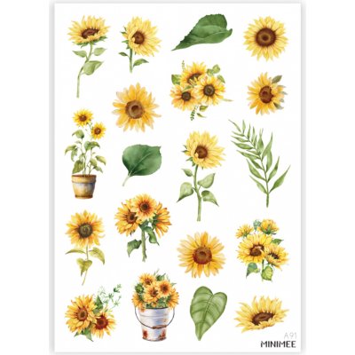 MINIMEE Papírové samolepky v aršíku A5 Slunečnice – Zboží Dáma