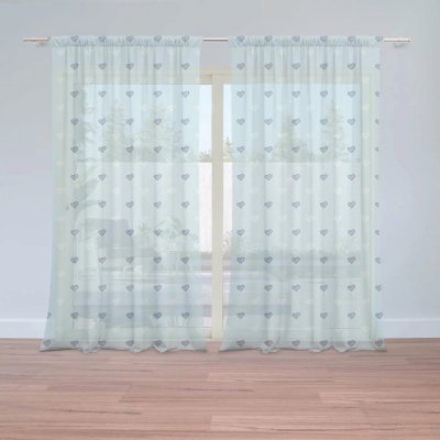 Záclony Srdce na modré: 2 ks - 150x250 cm - Sablio – Hledejceny.cz