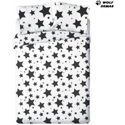 FARO povlečení Hvězdy černobílé bavlna 200x220 2x70x80