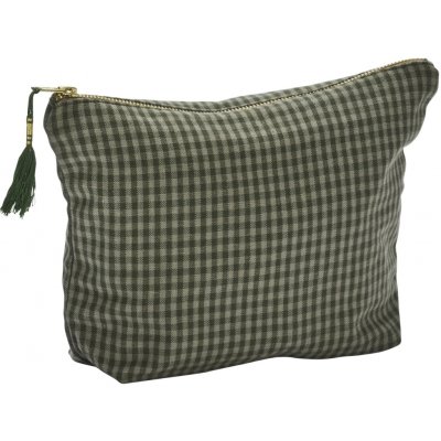 Madam Stoltz kosmetická taštička Checked Cotton zelená – Sleviste.cz