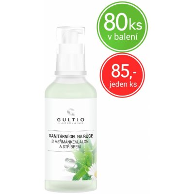 Gultio Sanitární gel na ruce se stříbrem, heřmánkem a aloe vera 50 ml 80 ks