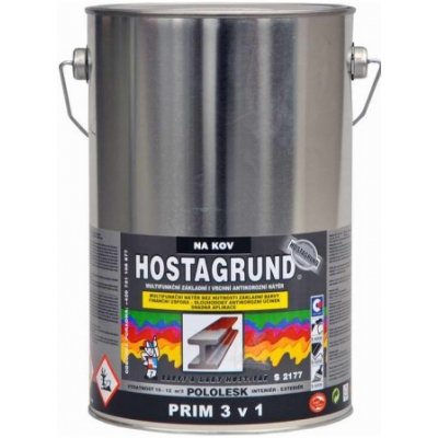 Barvy A Laky Hostivař Hostagrund Prim 3v1 S2177 základní i vrchní barva na kov, 0131 šedá, 4L – Sleviste.cz