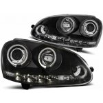 Přední světlomety, světla, lampy Volkswagen Golf 5, 2003-2009, Angel Eyes + LED, černé black LPVWB8 | Zboží Auto