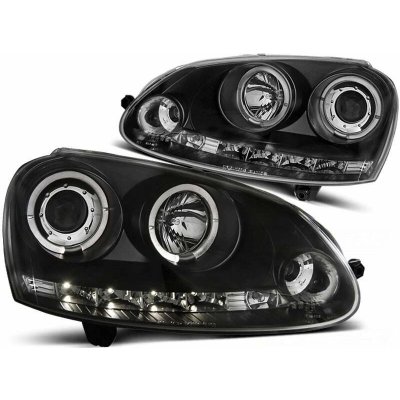 Přední světlomety, světla, lampy Volkswagen Golf 5, 2003-2009, Angel Eyes + LED, černé black LPVWB8 | Zboží Auto