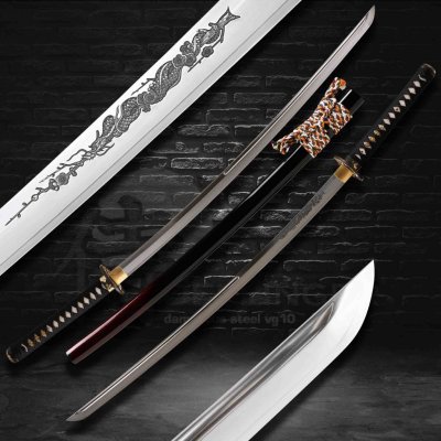 Japan Swords katana dragon flower horimono – Zboží Mobilmania