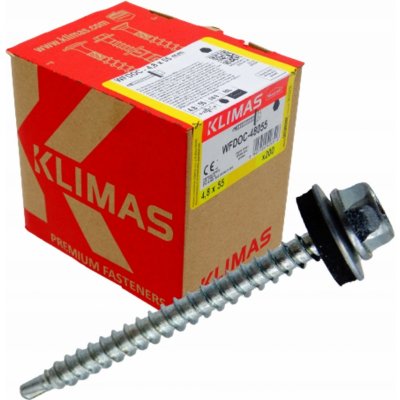 Samořezný střešní farmářský šroub KLIMAS 4,8 x 55 mm bez laku s podložkou EPDM (200 ks/bal) – Hledejceny.cz