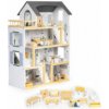 Ecotoys Dřevěný domeček pro panenky se sadou 18 dřevěných kusů nábytku