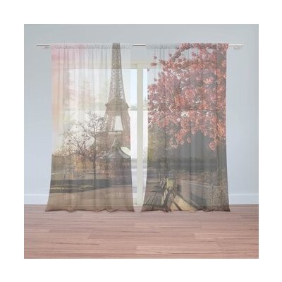 Sablio Záclony Eiffelova věž a červený strom: 2ks 150x250cm – Hledejceny.cz