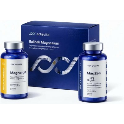 Artavita Sada magnézium MagZen hořčík bisglycinát + L-threonát a Magnergie (hořčík malát + taurát 2x 90 kapslí – Hledejceny.cz