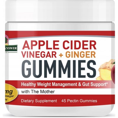 Nature's Answer Apple Cider Vinegar + Ginger Gummies jablečný ocet se zázvorem, 45 gumových bonbónů – Hledejceny.cz
