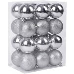MagicHome Baňky Vánocce 24 ks stříbrné mix 6 cm – Sleviste.cz