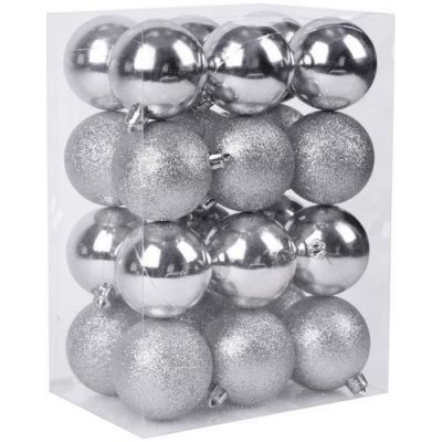 MagicHome Baňky Vánocce 24 ks stříbrné mix 6 cm – Sleviste.cz