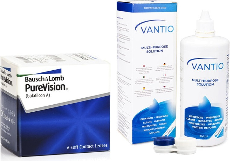 Bausch & Lomb PureVision 6 čoček + Vantio Multi-Purpose 360 ml s pouzdrem