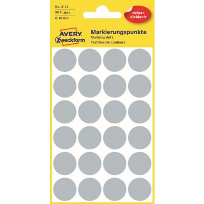 Avery Zweckform Etikety na různá značení 96 ks šedé ⌀ 18 mm kulaté 3171 – Zboží Mobilmania