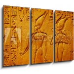 Obraz 3D třídílný - 105 x 70 cm - Ancient Egypt hieroglyphics with pharaoh and ankh Starověké egyptské hieroglyfy s faraonem a ankh – Hledejceny.cz