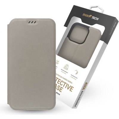 Pouzdro AppleMix RHINOTECH Flip Eco Apple iPhone 14 Pro - umělá kůže - šedé
