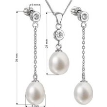 Evolution Group stříbrná perlová sada se zirkony 29005.1 bílá