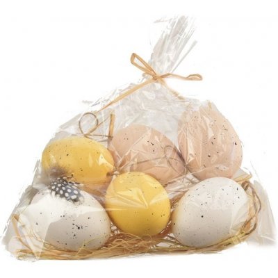 Plastová vajíčka s pírky 6 cm, 6ks – Hledejceny.cz