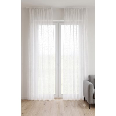 Takoy Hotová záclona 140x250 s potiskem větviček White nature-HT-01166 | 140 x 250 cm – Hledejceny.cz