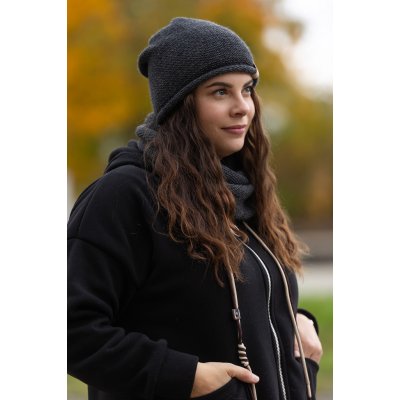 Italy fashion set čepice a nákrčník Tmavě šedá – Hledejceny.cz