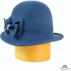 Dámský klobouk zdobený mašlí z vlny petrol