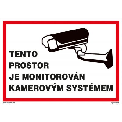 Walteco Tento prostor je monitorován 297x210mm, formát A4, plastová tabulka , 20050 – HobbyKompas.cz